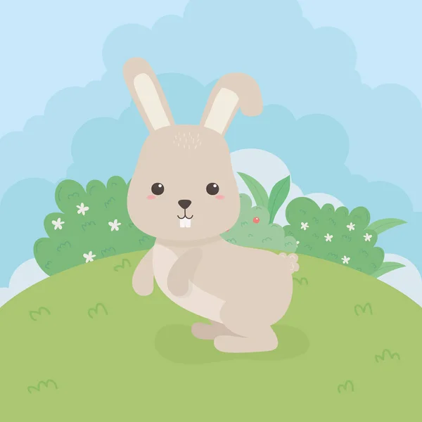 Carino coniglio animale fattoria personaggio — Vettoriale Stock