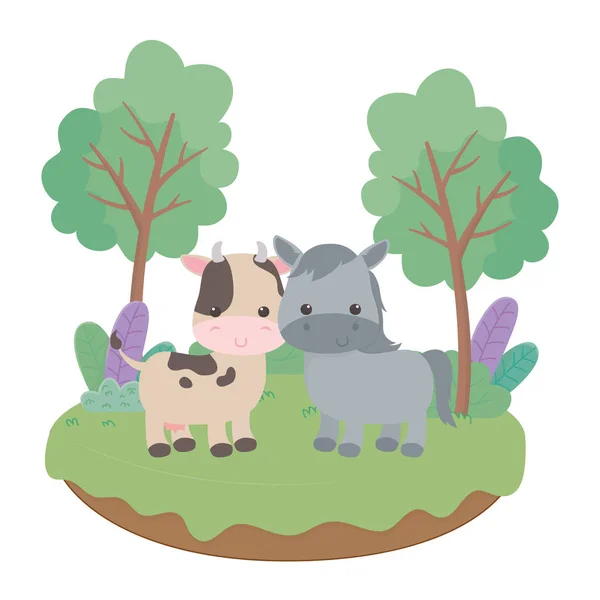 Isolated donkey and cow cartoon vector design —  Vetores de Stock