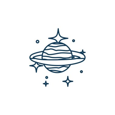space saturn planet line style icon