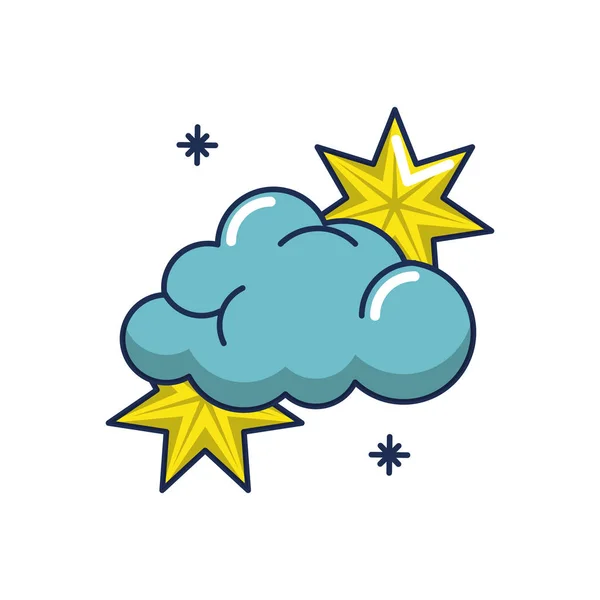 Cloud stars astrology moon line and fill image — Stockový vektor