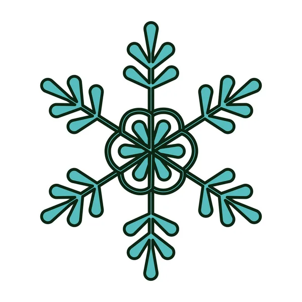 Green snowflake decoration celebration merry christmas — Archivo Imágenes Vectoriales