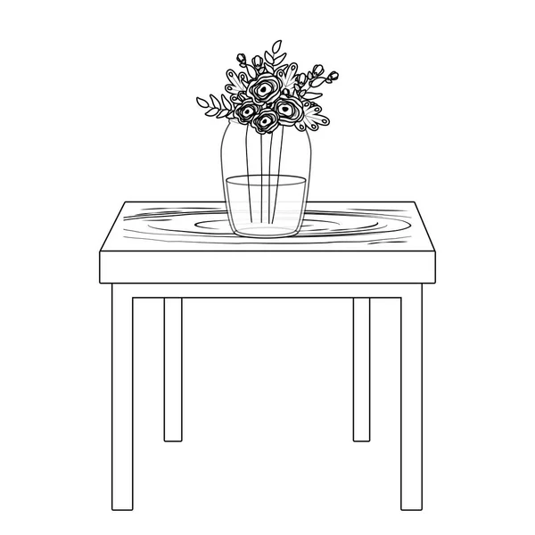 Flowers inside vase over table vector design — 스톡 벡터
