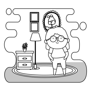 Büyükanne çizgi film vektör tasarımı çizimi