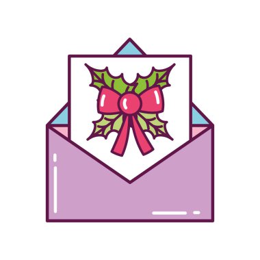 mail card bow decoration merry christmas icon