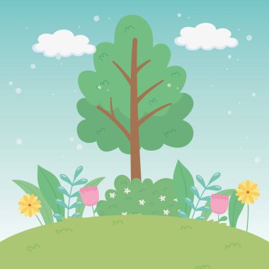 Soyut ve mevsimlik ağaç vektör tasarımı