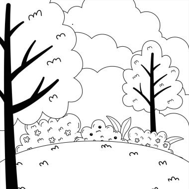 İzole soyut ve mevsim ağaçları tasarımı