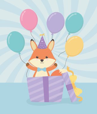 birthday card with little fox character