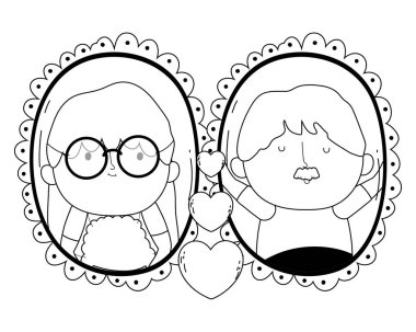 Büyükanne ve büyükbaba karikatür vektör tasarımı