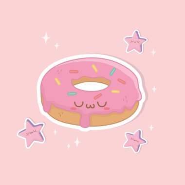 sweet donut pastry kawaii character