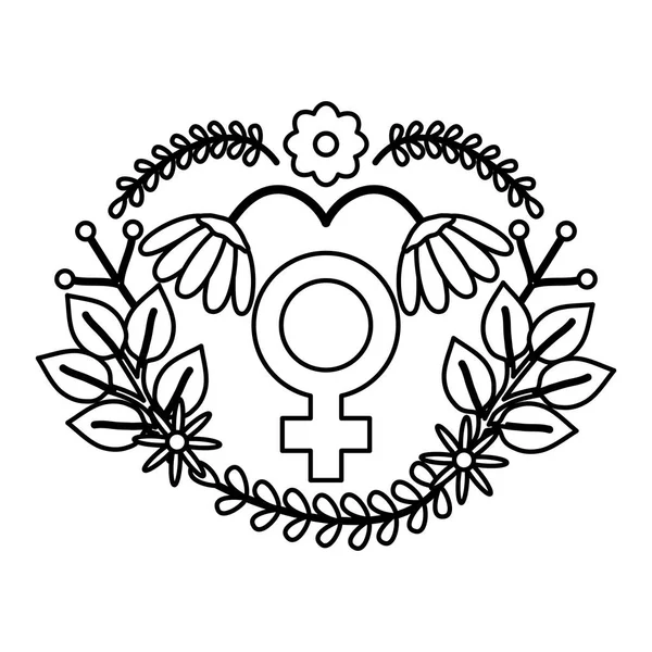 Femme symbole de genre avec fleurs pop art style — Image vectorielle