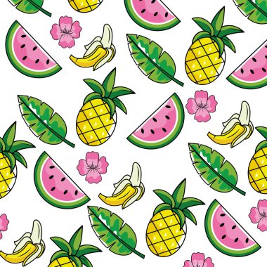 tropikal yaz semaless çizgi film desen