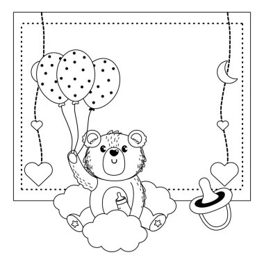 Ayı ve bebek sembolü tasarım duş