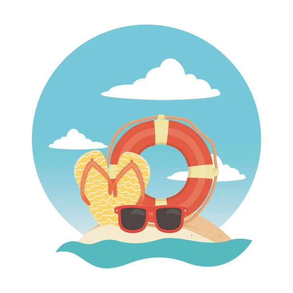 Ilustración vectorial icono de verano conjunto diseño vectorial ilustración — Archivo Imágenes Vectoriales