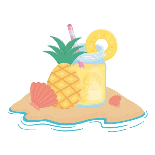 Jugo de piña bebida diseño vector ilustración — Vector de stock