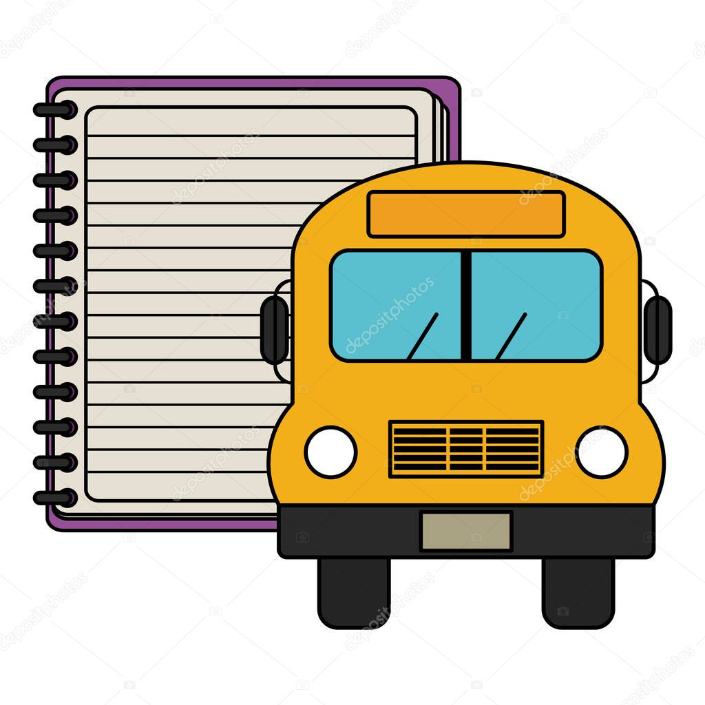notebook school supply with bus