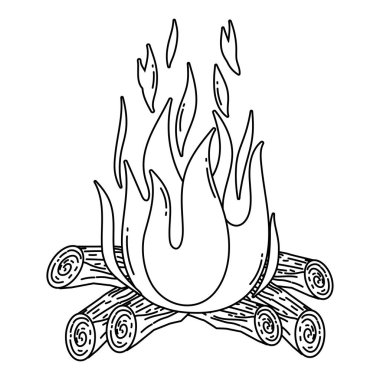 İzole kamp ateş vektör tasarımı