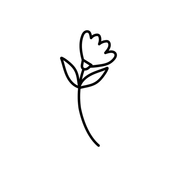 Flor caule folhas pétalas natureza decoração ícone linha grossa — Vetor de Stock