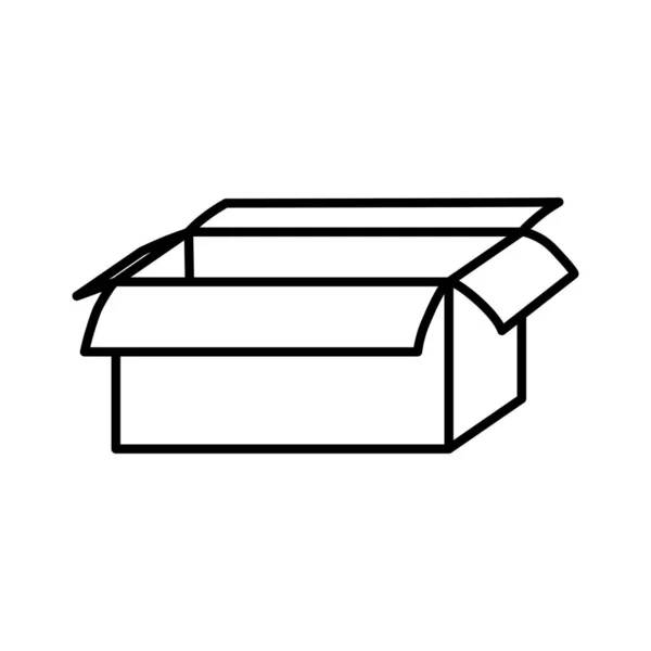 Boîte de carton ouverte emballage de stockage icône ligne épaisse — Image vectorielle