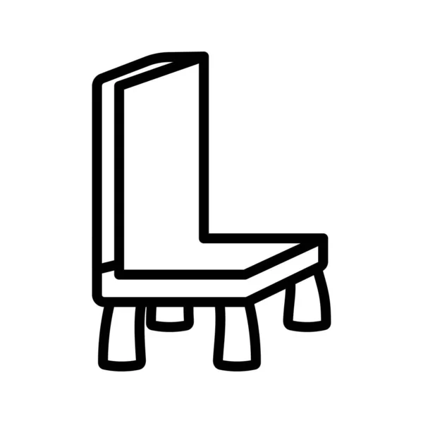 Ξύλινη καρέκλα έπιπλα άνεση εικονίδιο παχιά γραμμή — Διανυσματικό Αρχείο
