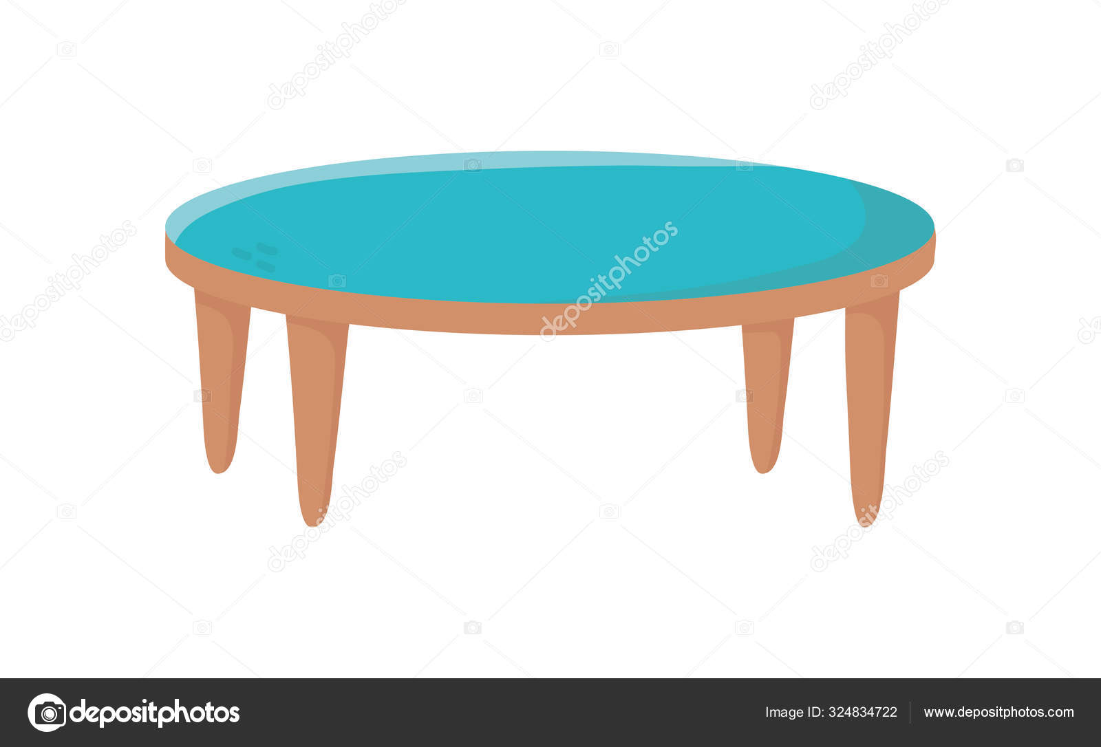 Wooden blue table furniture decoration icon Stock Vector Image by