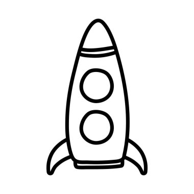 Çocuklar oyuncak, plastik roket nesne simgesi kalın çizgi