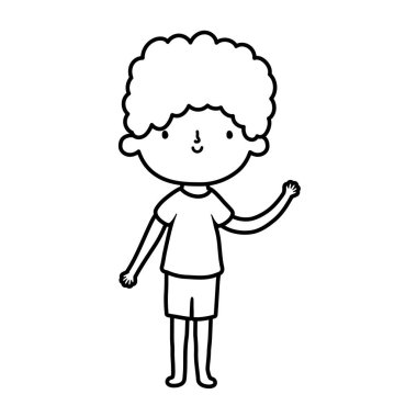 cute little boy cartoon character design thick line