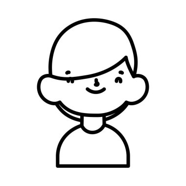 Sevimli çocuk çizgi film karakteri portresi kalın çizgi