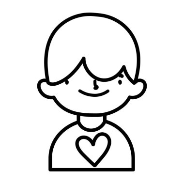 Sevimli çocuk çizgi film karakteri portresi kalın çizgi