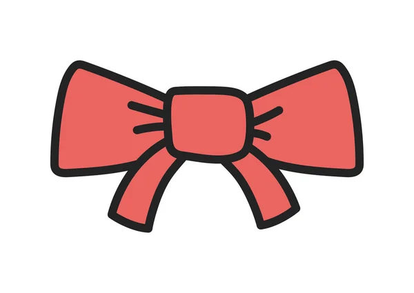 Red gift bow ribbon decoration icon — Vetor de Stock