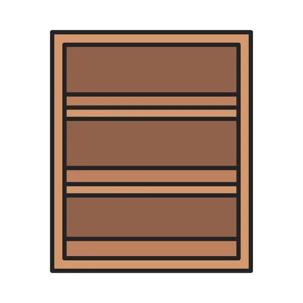 Wooden shelf furniture storage icon —  Vetores de Stock