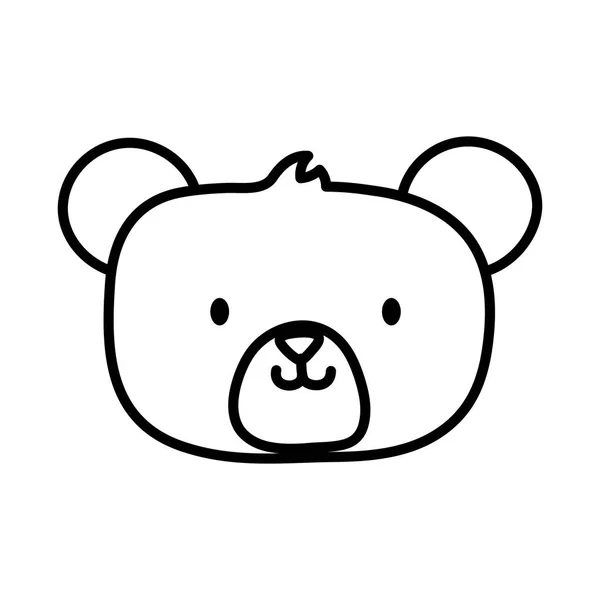 Juguete infantil, linda cabeza de oso teddy icono línea gruesa. — Vector de stock