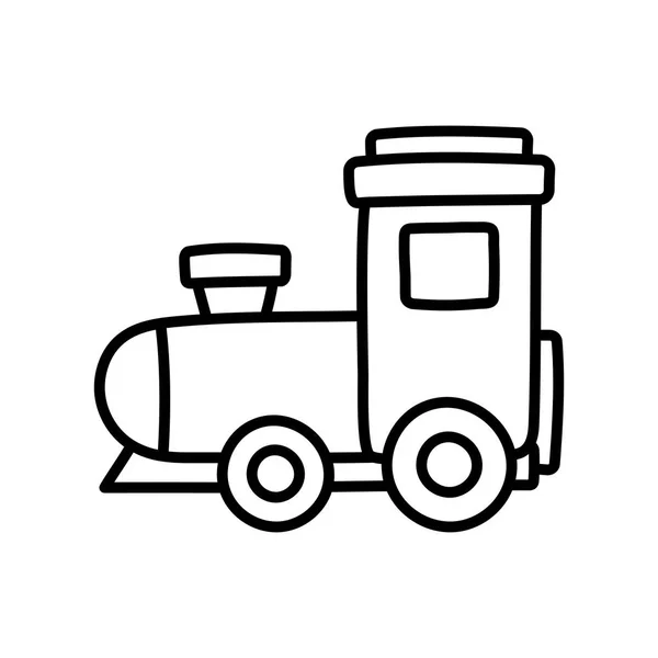 Kids speelgoed, plastic trein wagon object pictogram dikke lijn — Stockvector
