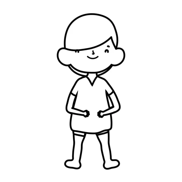 Cute little boy cartoon character design thick line — Stockový vektor