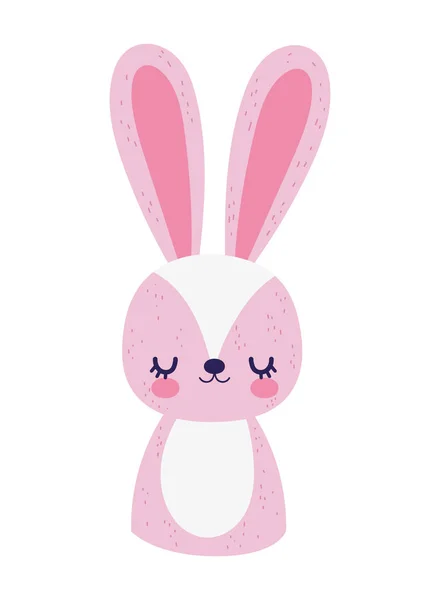 Cute pink rabbit cartoon character icon — Vector de stock