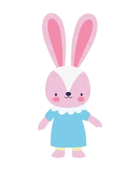 Cute female rabbit with dress cartoon character — Stock Vector