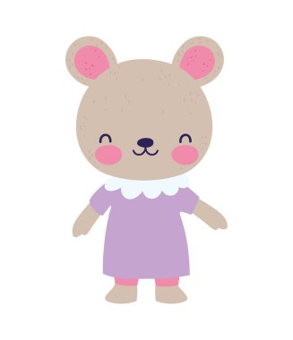 cute female bear with dress cartoon character