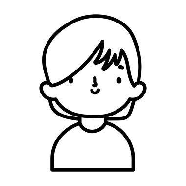 Sevimli çocuk çizgi film karakteri portresi kalın çizgi