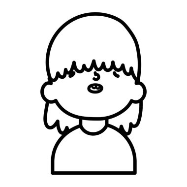 Sevimli çocuk çizgi film karakteri portresi kalın çizgi