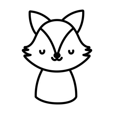 cute fox toy cartoon character icon line style