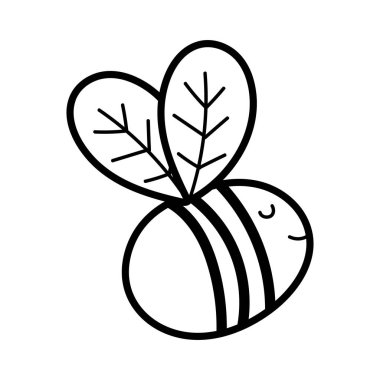 cute bee flying insect cartoon icon line style