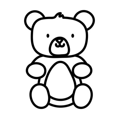 kids toy, cute teddy bear with bow tie icon thick line
