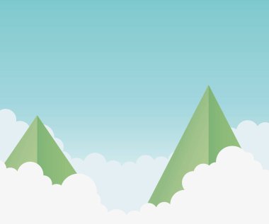 origami paper mountains clouds sky background