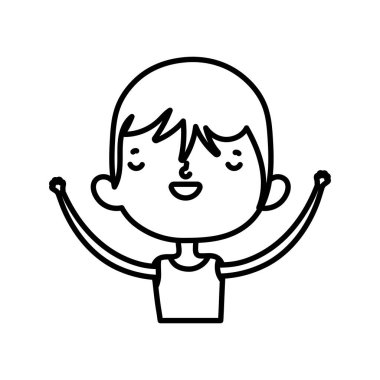 Sevimli çocuk çizgi film karakteri portresi kalın çizgi