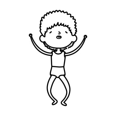 cute little boy cartoon character design thick line