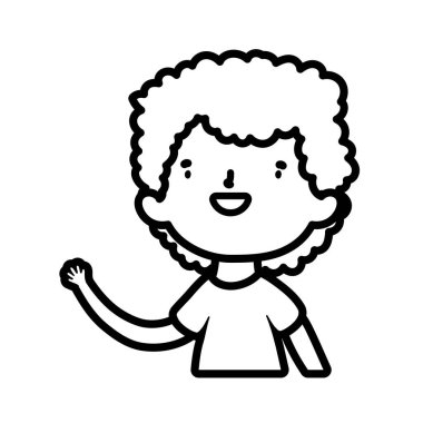 Sevimli çocuk çizgi film karakteri portresi kalın çizgi