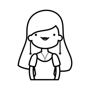 Gelinin zarif elbisesi çizgi film karakteri portresi kalın çizgi