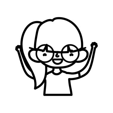 Sevimli küçük kız mutlu çizgi film karakteri kalın çizgi