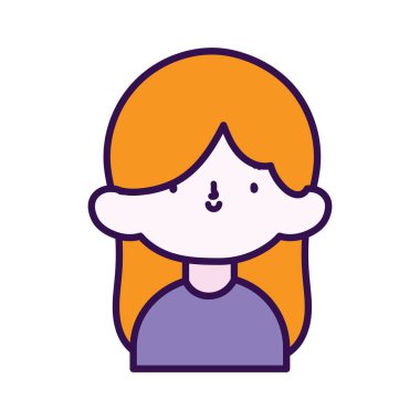 Sevimli küçük kız mutlu çizgi film karakteri portresi