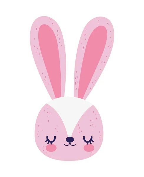 Cute pink rabbit face cartoon character icon — Stok Vektör