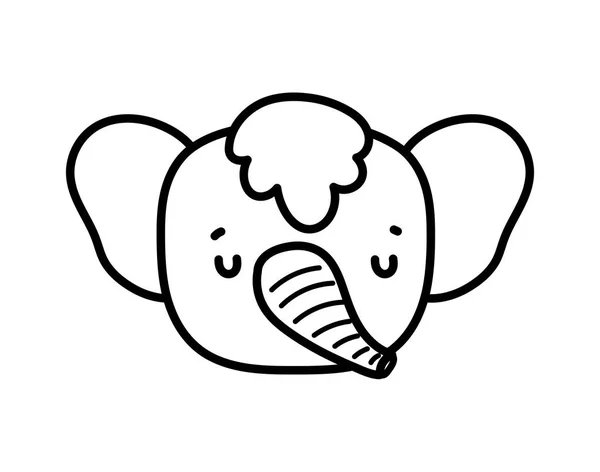 Baby shower cute elephant with hair head cartoon line style — Vettoriale Stock